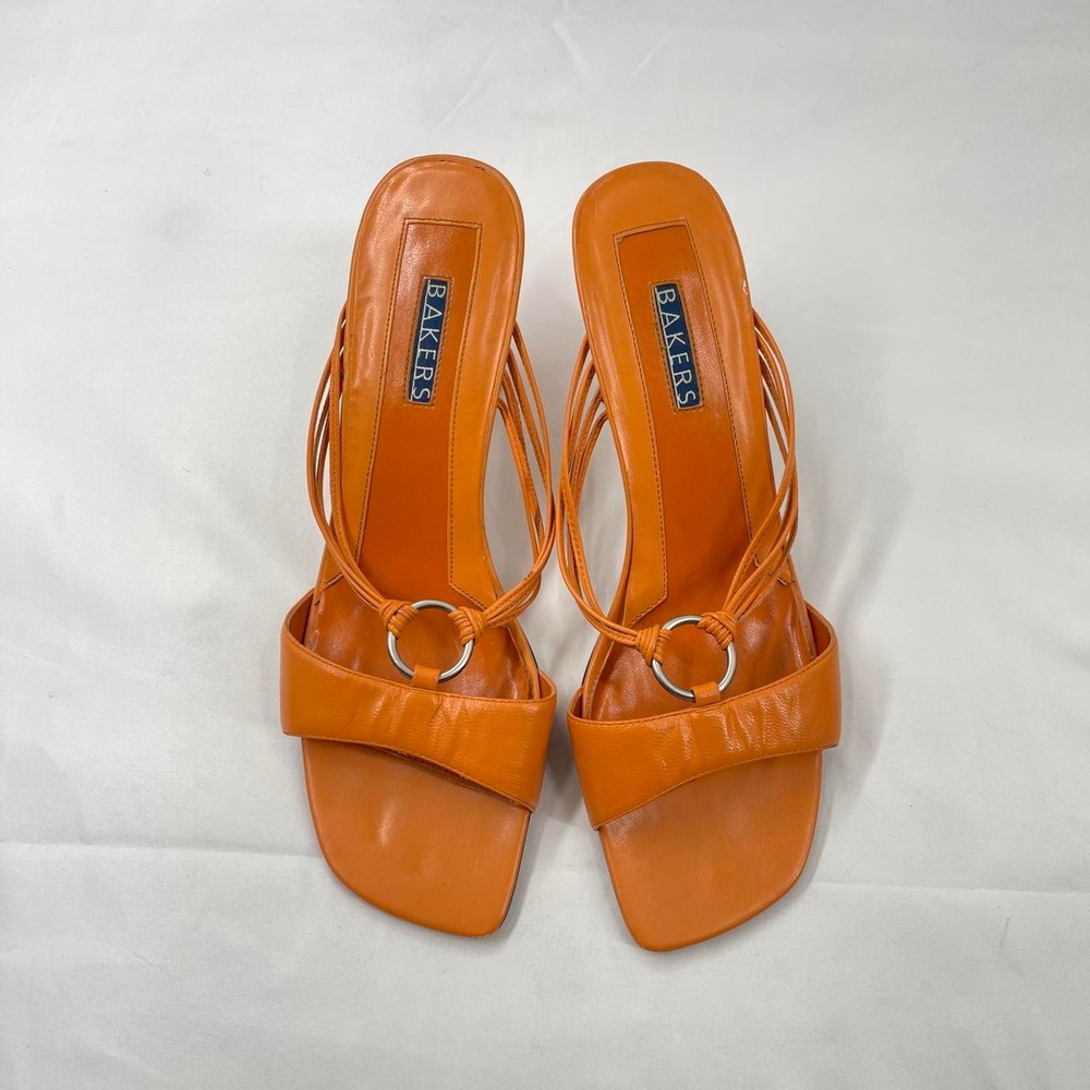 Vintage Y2K Strappy Kitten Heels 9 Colorful Glam Leather Square Toe Euro Party